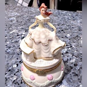 🌹Exquisite Vintage Disney Lenox Belle Porcelain Treasure Box The Beauty & Beast🌹